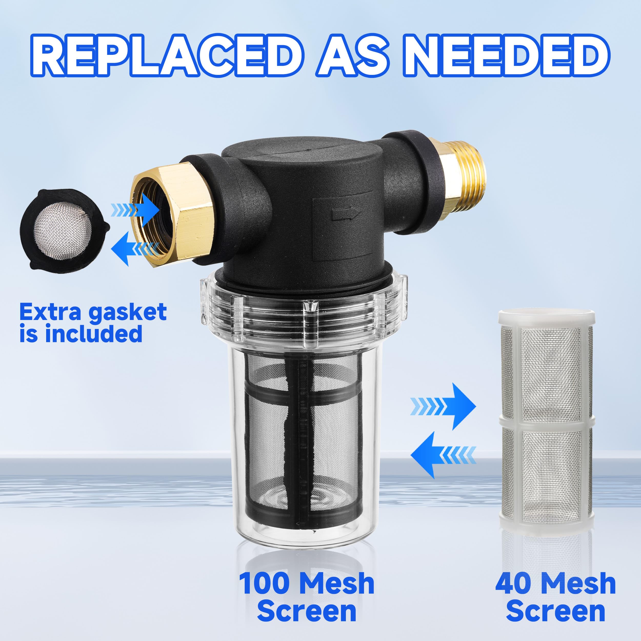 MMINGLE stainless steel filter screen offers rust resistance for long-term use.