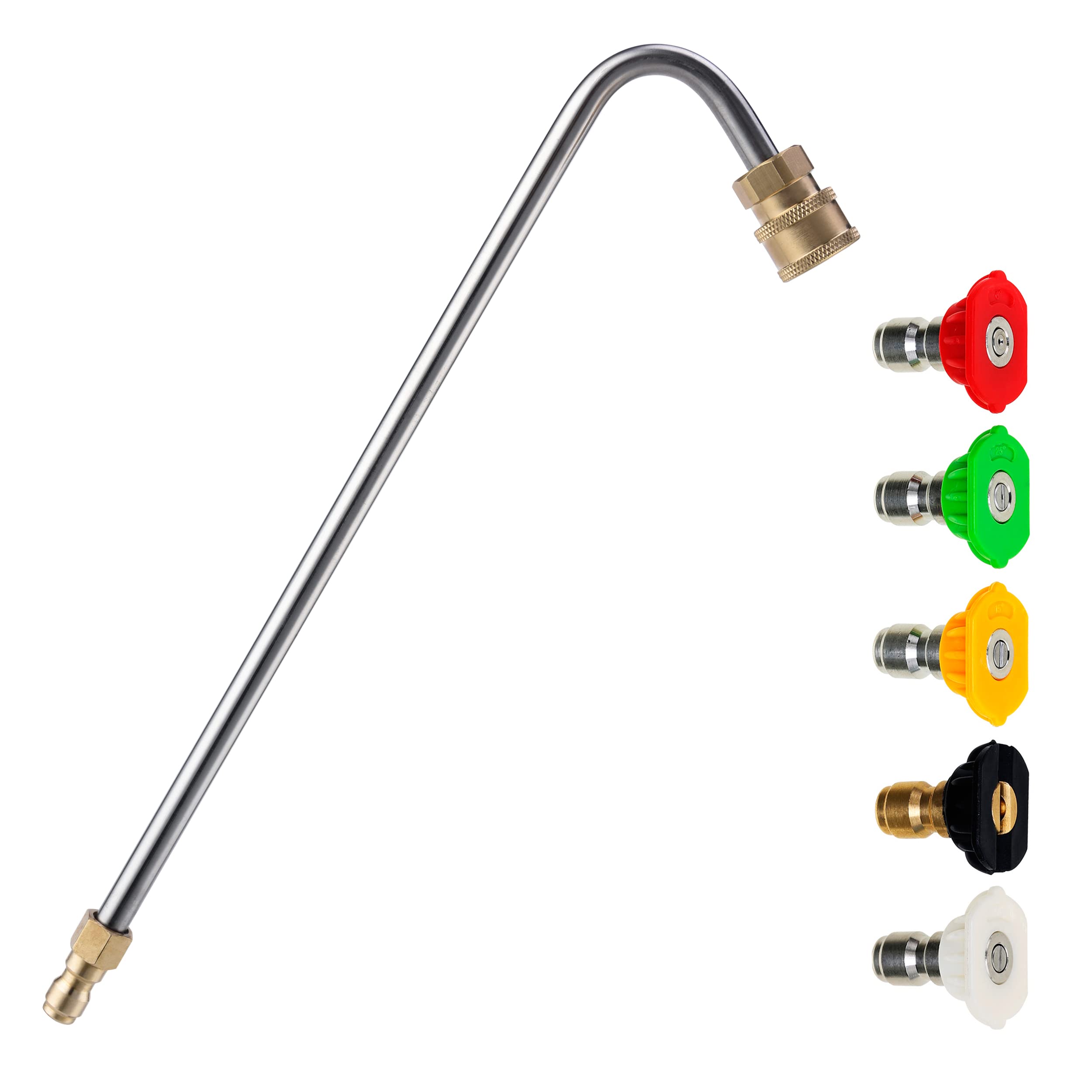 MMINGLE stainless steel gutter wand with angled extension for hard-to-reach gutters