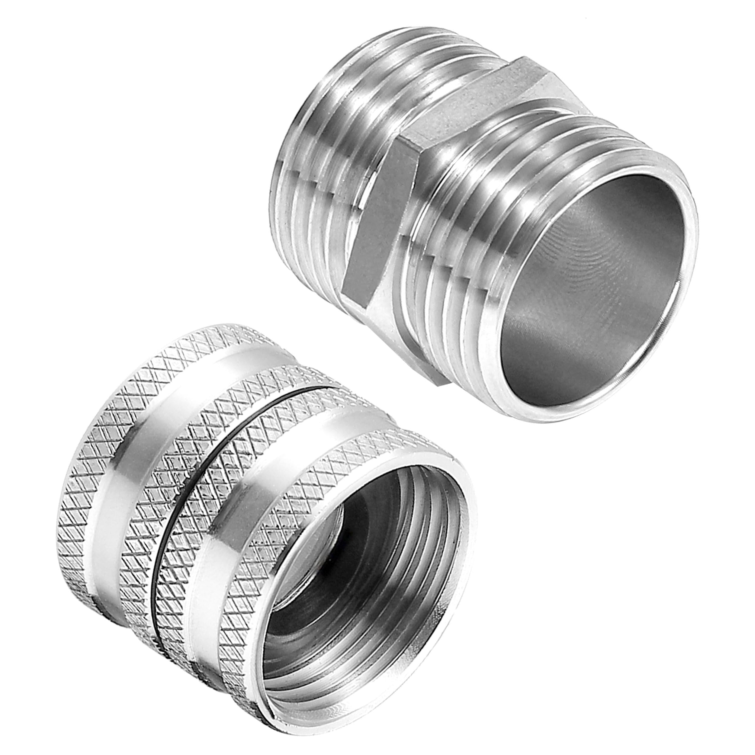 M MINGLE stainless steel hose connector close-up shows durable threading.