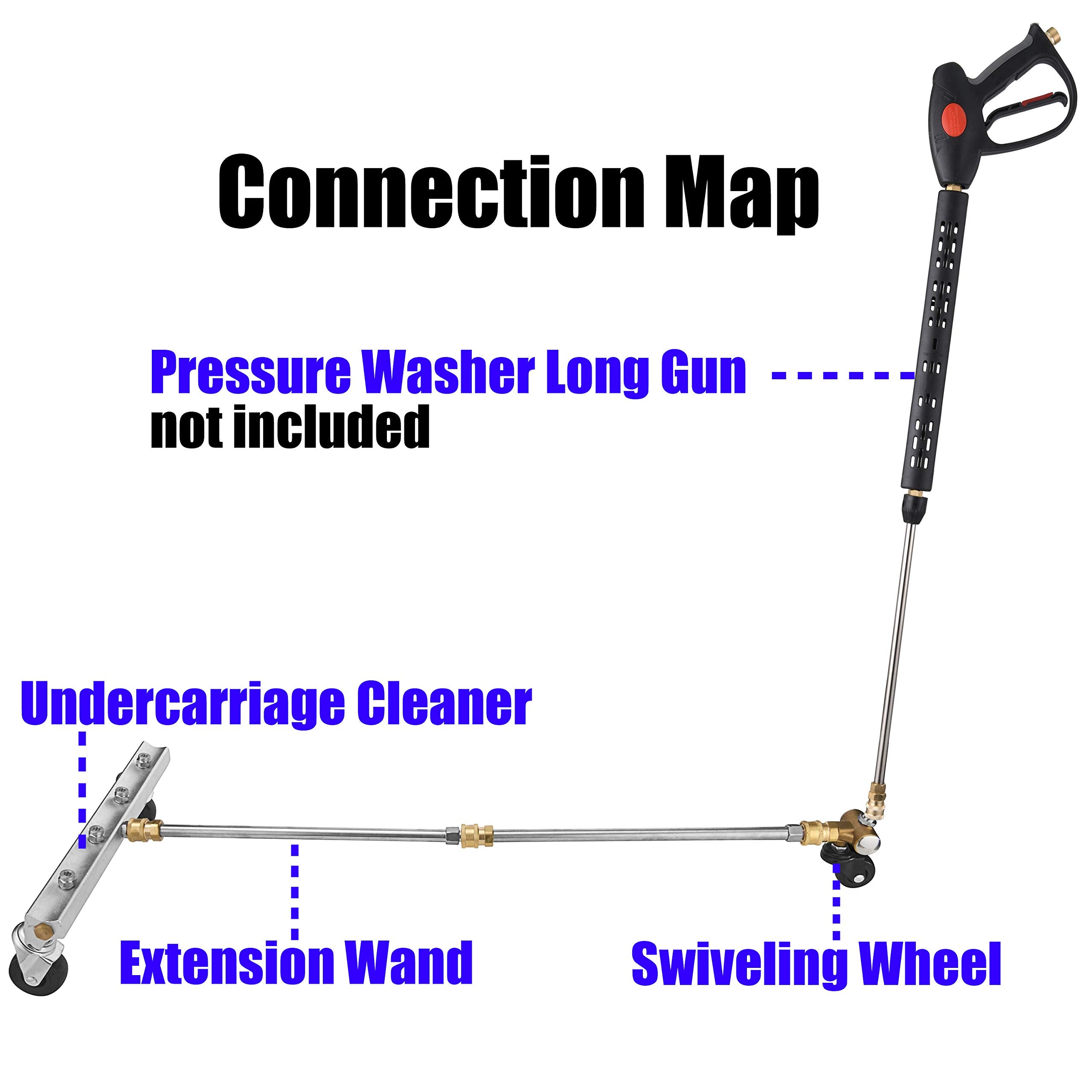 MMINGLE swiveling wheel attachment enables ergonomic, easier undercarriage cleaning.