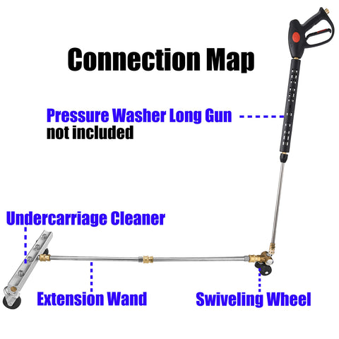 MMINGLE swiveling wheel attachment enables ergonomic, easier undercarriage cleaning.
