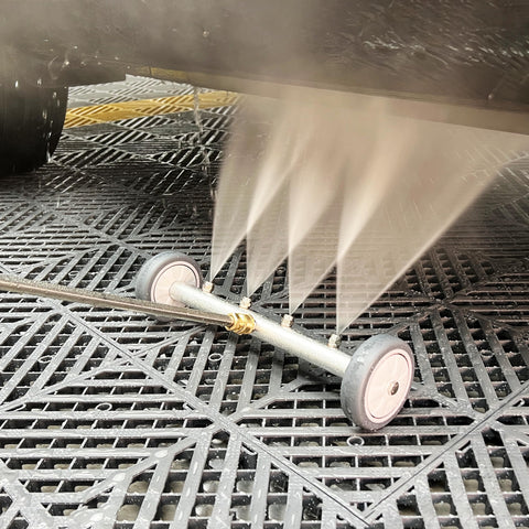 M MINGLE wand connection setup showing direct high-pressure cleaning