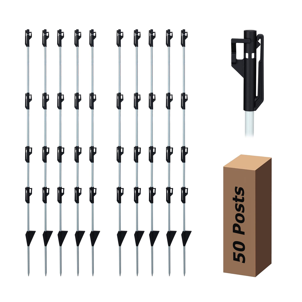 M MINGYA 48-inch fiberglass post with fixed insulator for sturdy livestock fencing.