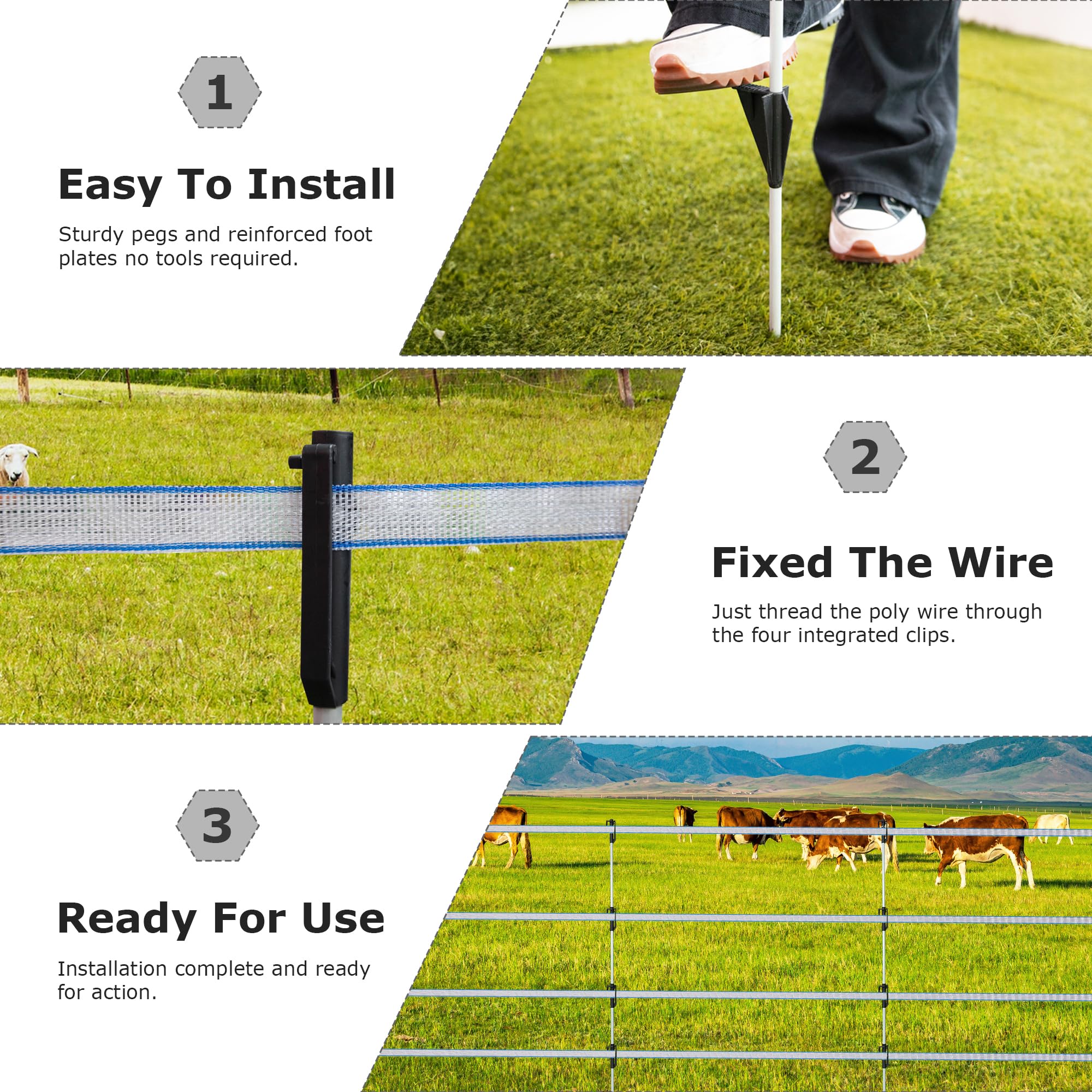 M MINGYA fiberglass post resists sun and rust for repeated outdoor use.