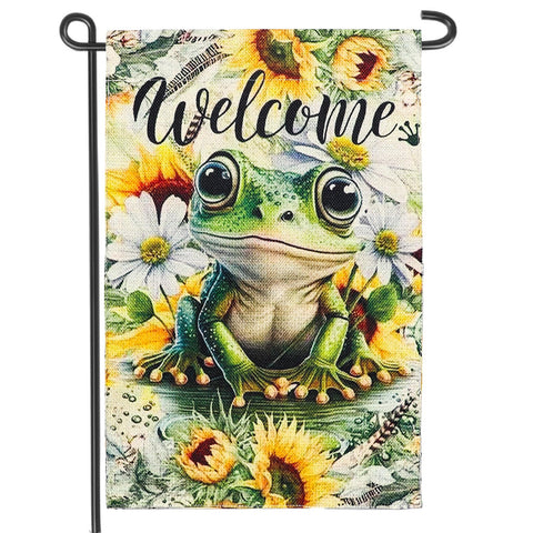 MMIUAEG Summer Welcome Frog Garden Flag, vibrant double-sided yard decor