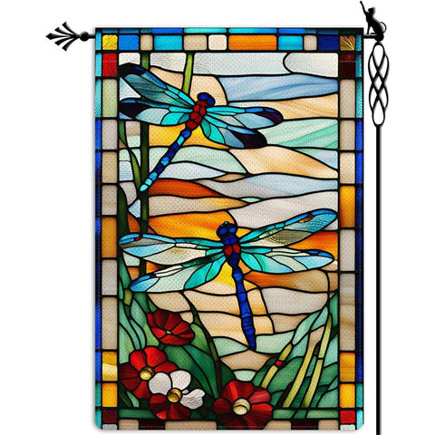 MMIUAEG summer garden flag with dragonflies and flowers enhances curb appeal