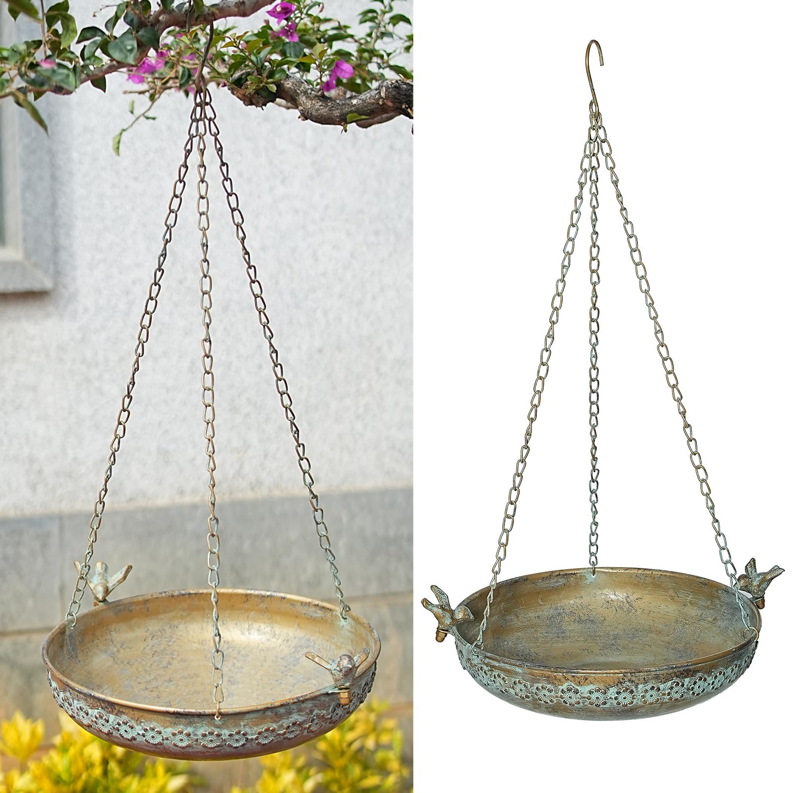 MNRYLKB garden birdbath enhances yard decor while attracting visits.