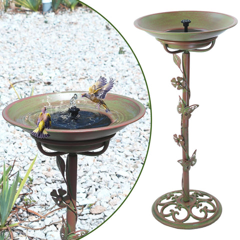 MNRYLKB solar bird bath stand with fountain feature for sunny garden days.