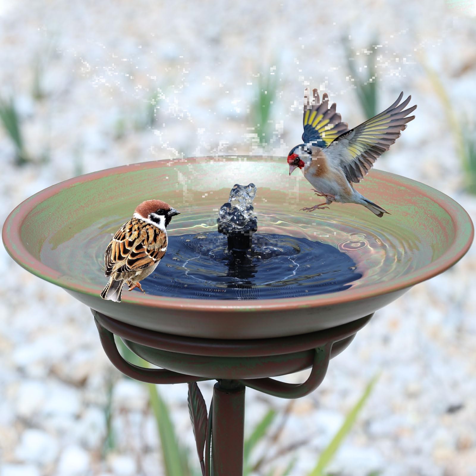 MNRYLKB solar fountain feature powered by sun for garden ambiance.