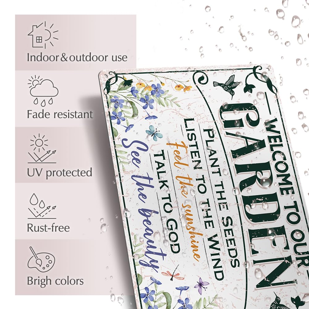 Moanlor Art garden sign with humorous message, weatherproof metal decor for patios.