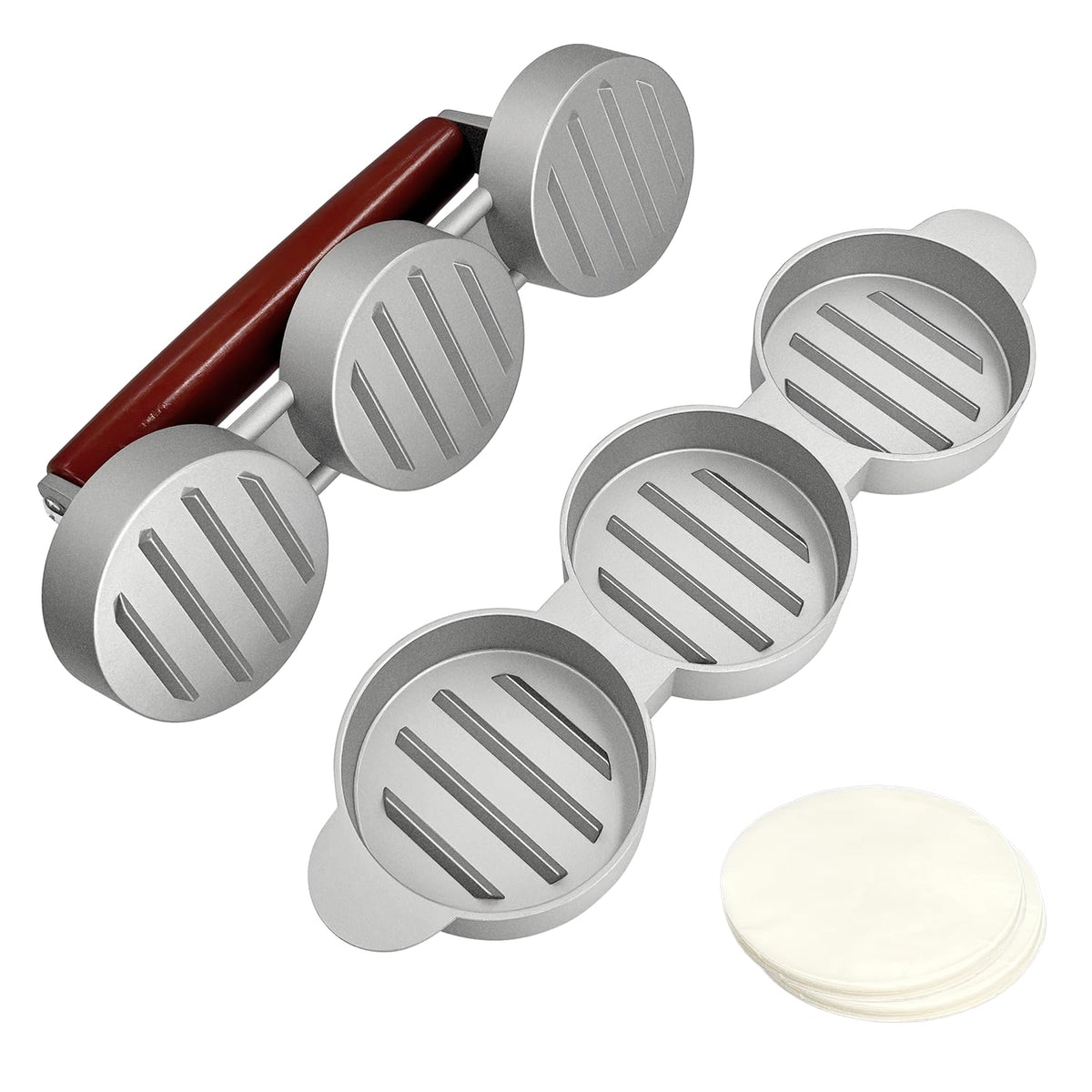MOASIOP burger press forms three 2.5-inch patties for quick slides at home