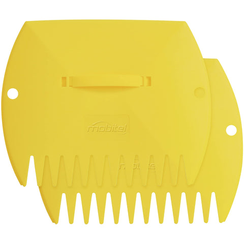 Mobitel Leaf Scoops handle closeup showing adjustable grip for easier leaf collection