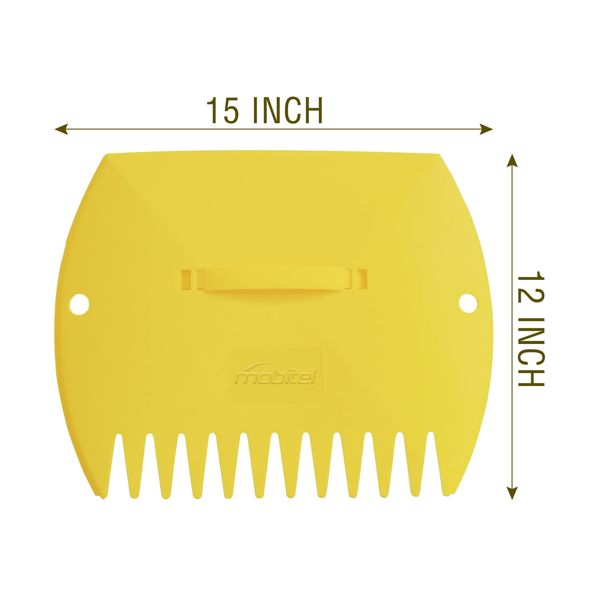 Mobitel Leaf Scoops wide grabber in use lifting yard debris with minimal bending
