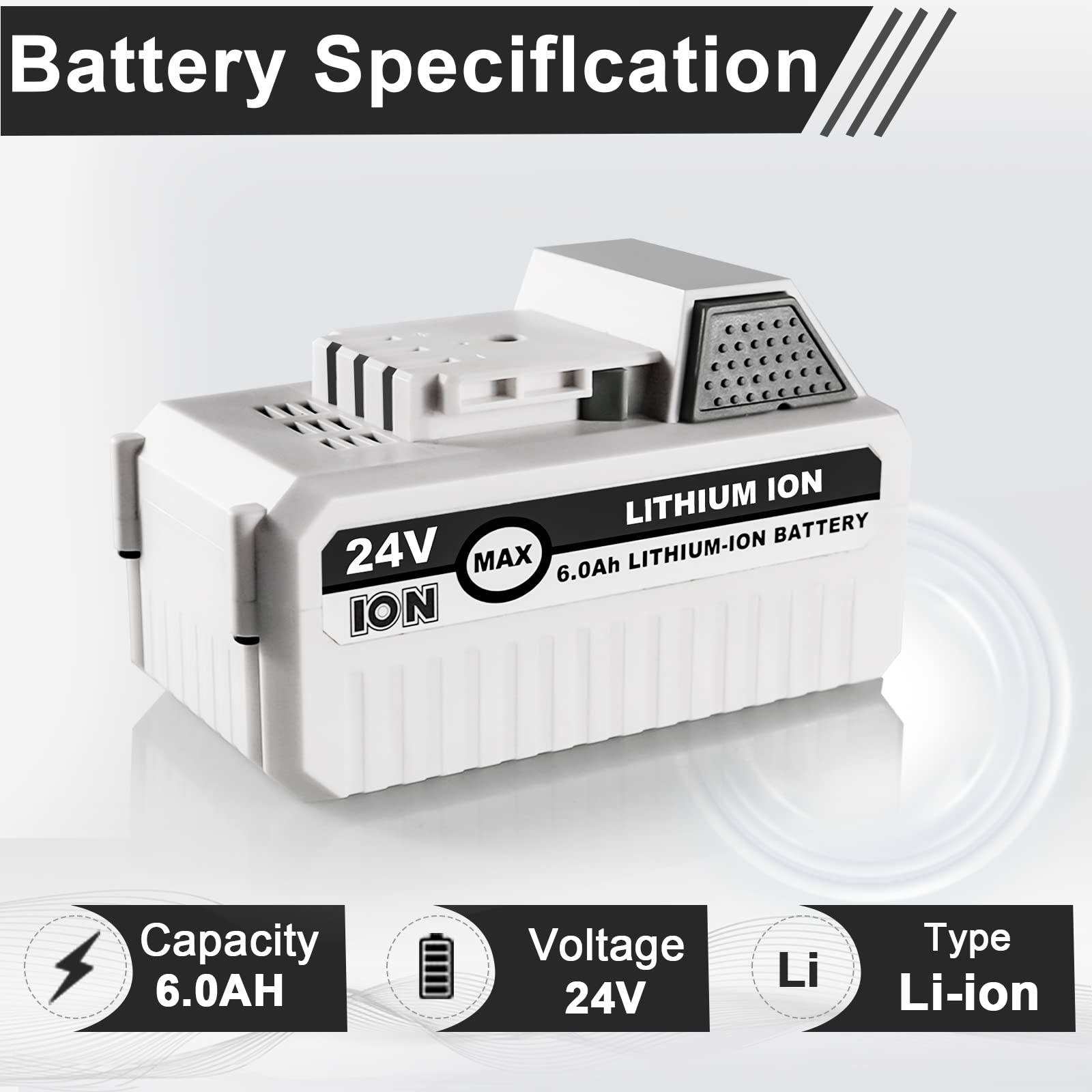Side view of the Moccdor 24V battery showing compact form factor