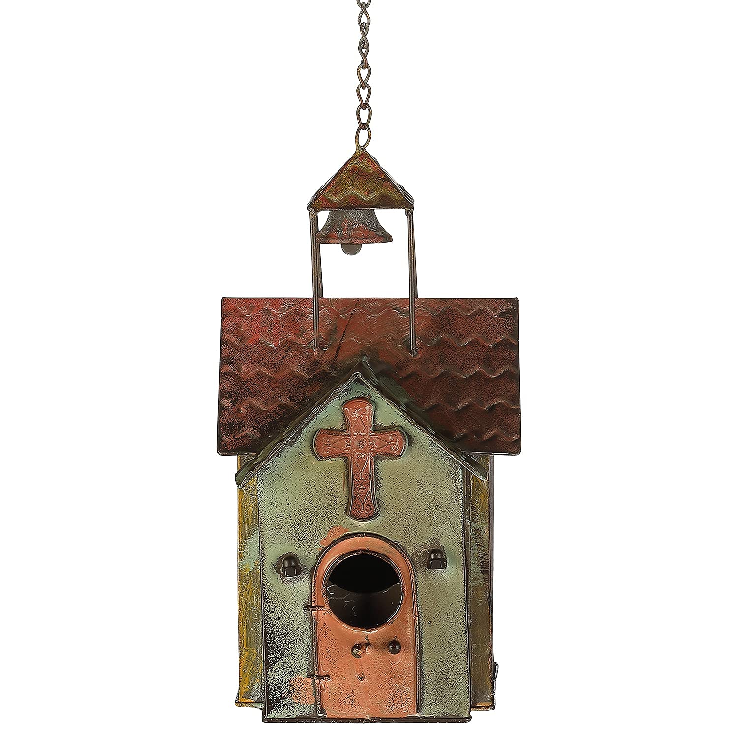 MOCOME church bird house metal detailed design with bell tower adds curb appeal