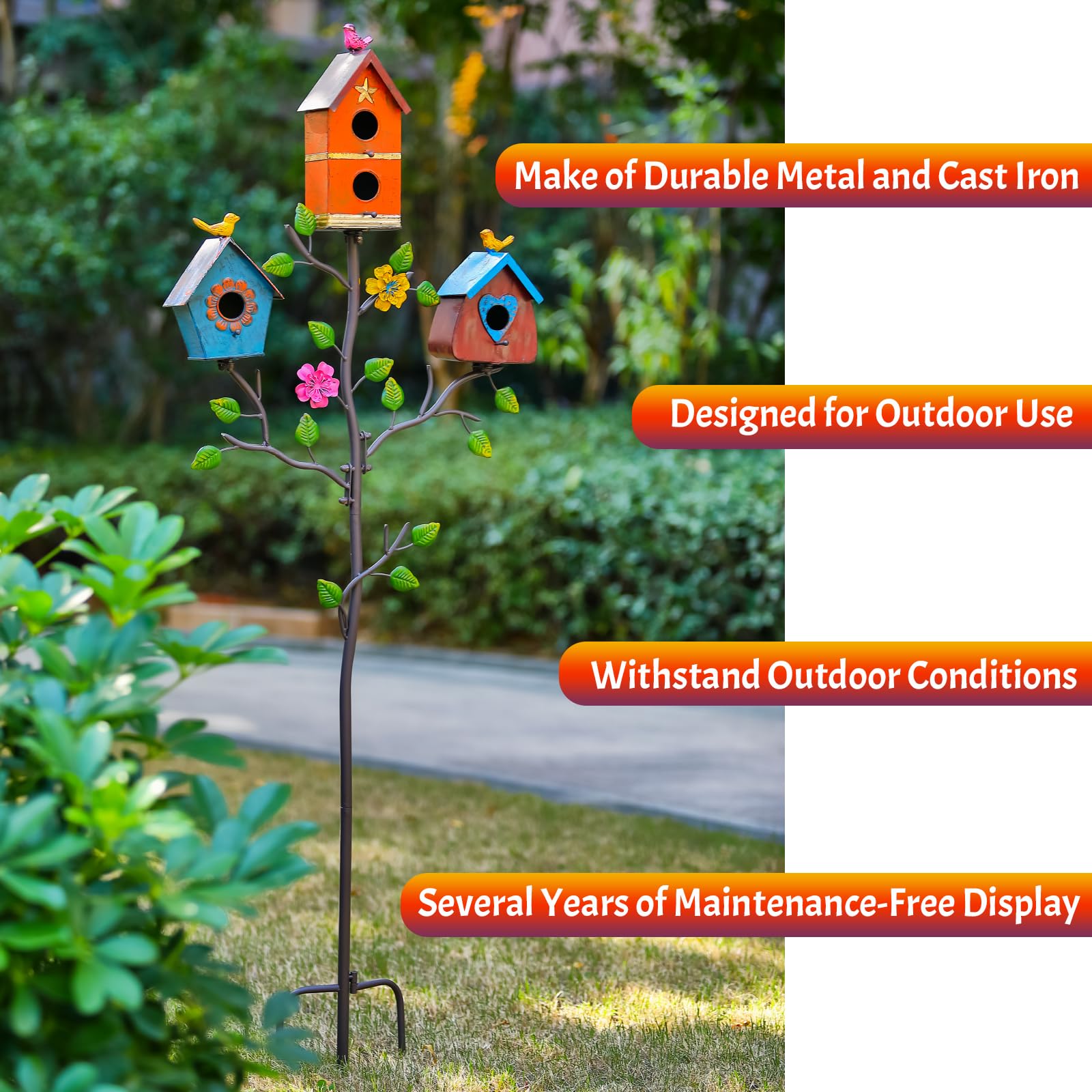 MOCOME garden-birdhouse on stake brightens yards and supports easy birdwatching.