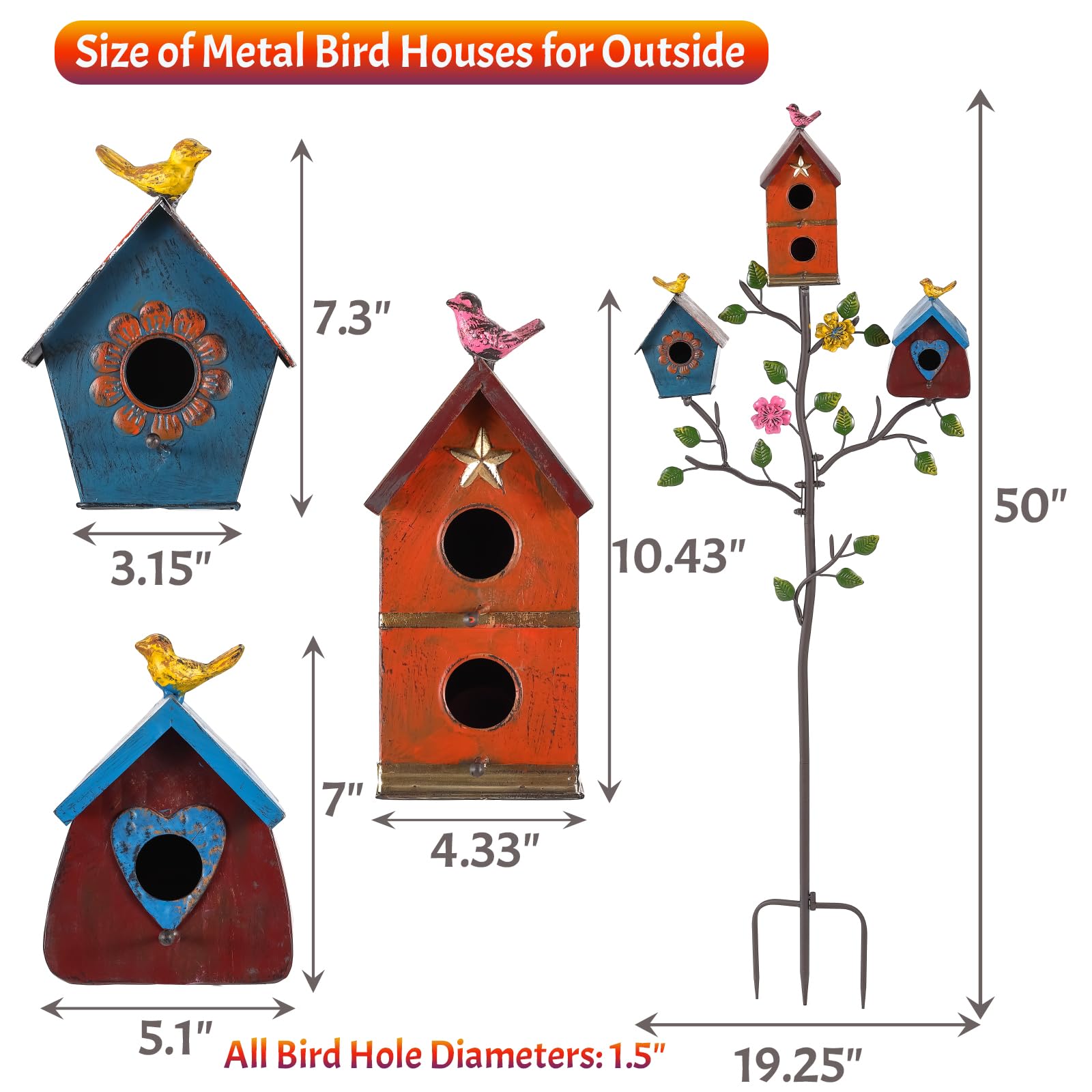 MOCOME metal outdoor birdhouse built to endure harsh weather and last years.