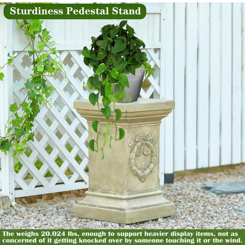 MOCOME pedestal doubles as plant stand or outdoor display.