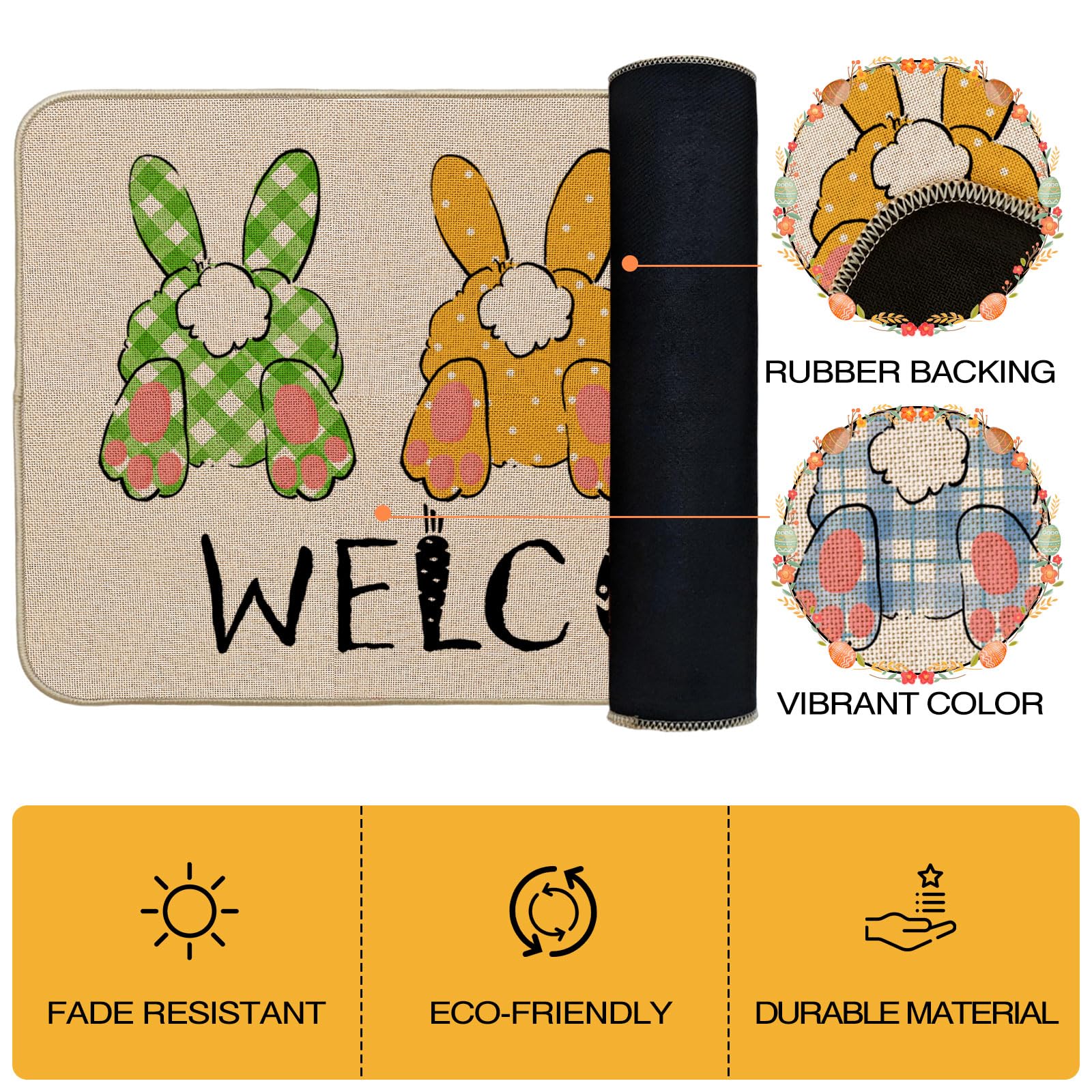Mocsicka Spring entrance doormat with non-slip backing stays securely in place