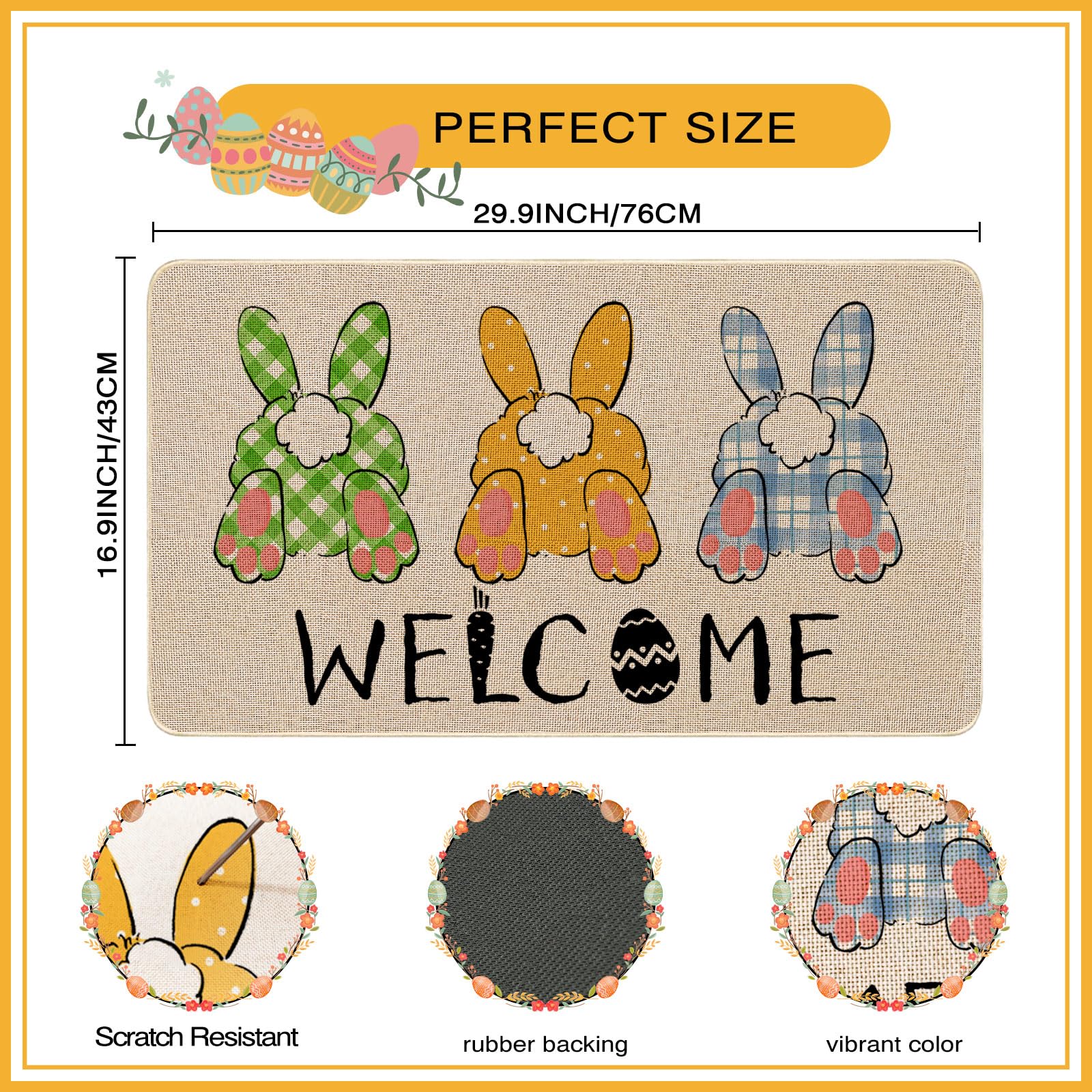 Mocsicka Welcome Mat featuring rabbit design enhances spring entryways