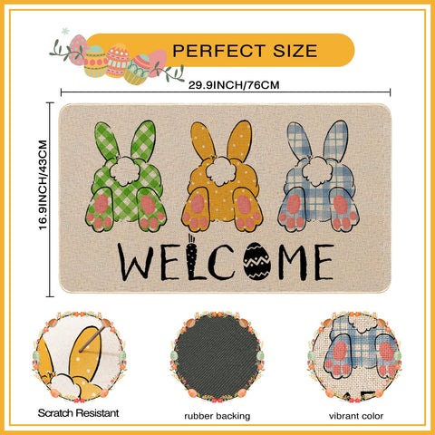 Mocsicka Welcome Mat featuring rabbit design enhances spring entryways