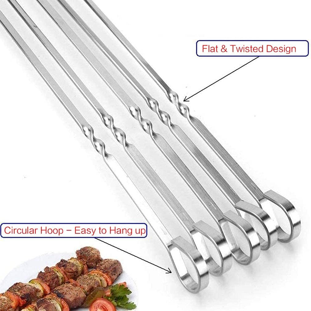 MOCUMEI skewers offer ergonomic 12-inch length to keep hands safe from heat