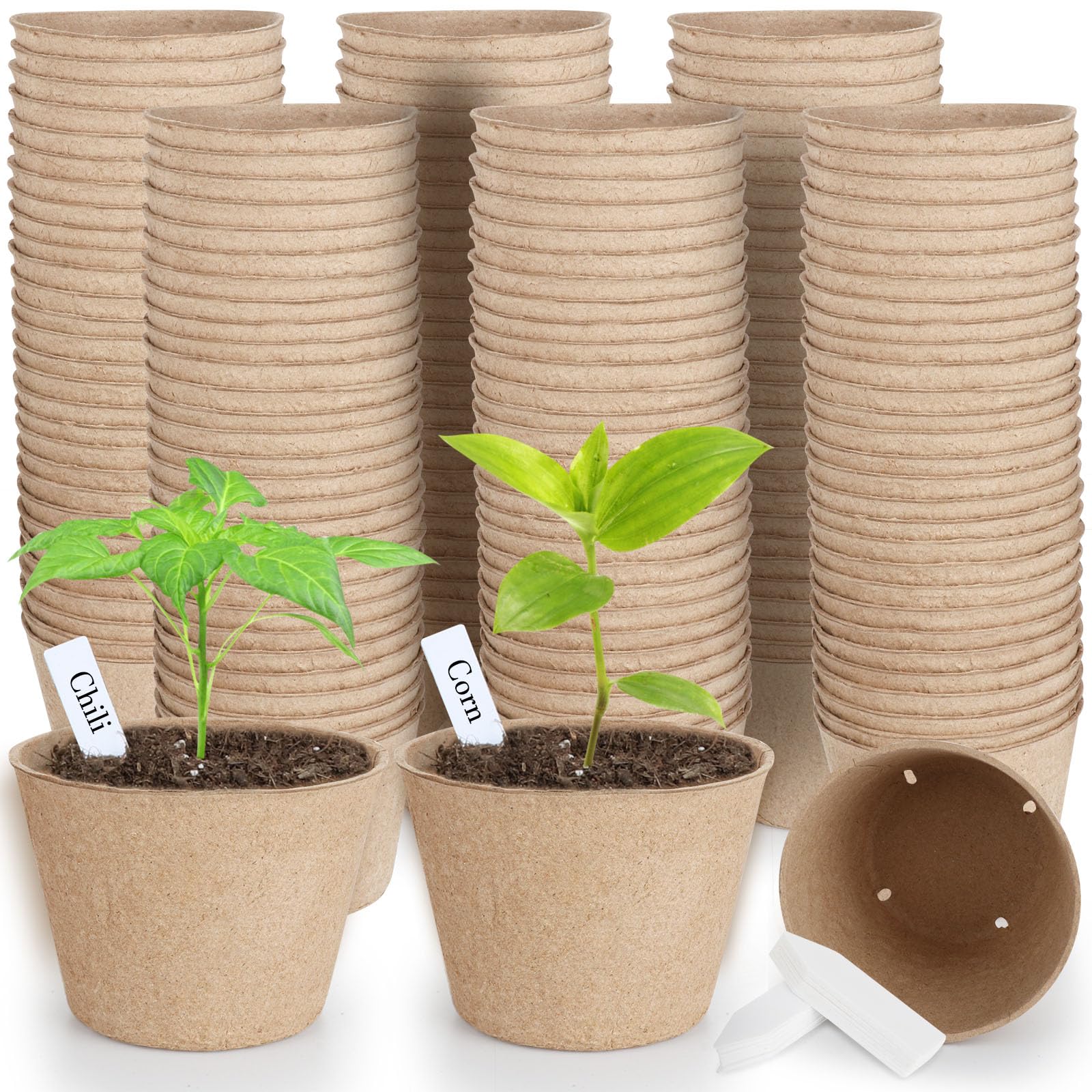 ModaSin 130-pcs organic peat pots for 4-inch seedlings with drainage holes.