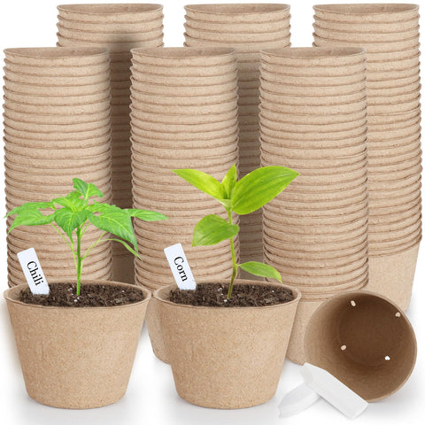 ModaSin 132-pack organic peat pots with drainage holes promote healthy seedling growth.