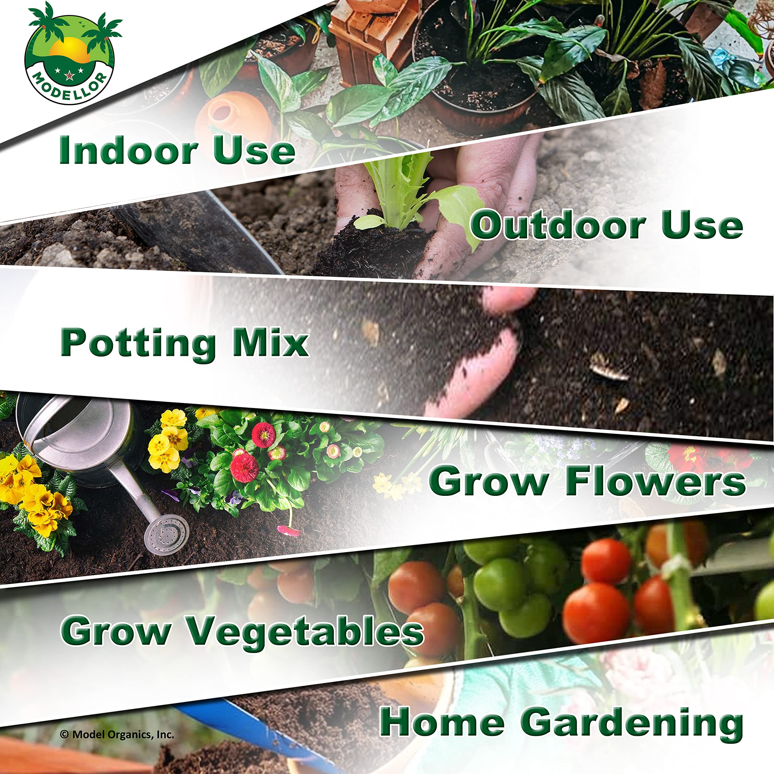 MODELLOR all-in-one growing medium supports vegetables, orchids, bonsai, and houseplants.