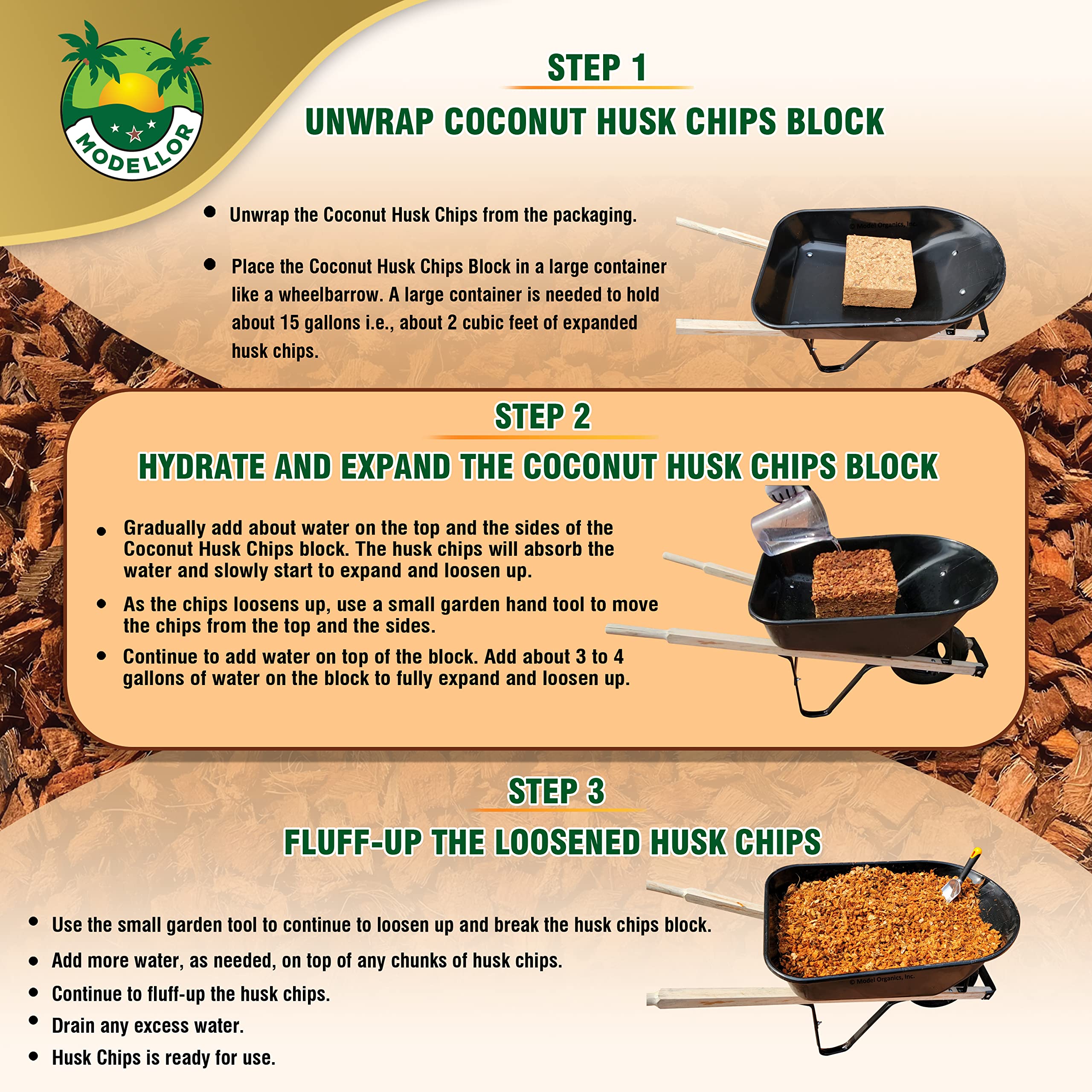 MODELLOR Coco Chips in a reptile habitat bedding providing soft, odor-absorbing comfort.