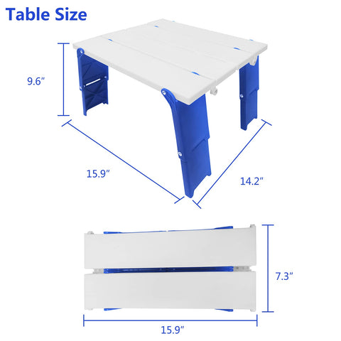 Modern-Depo beach table folded to 15.9x7.3x2.1 in for compact carry