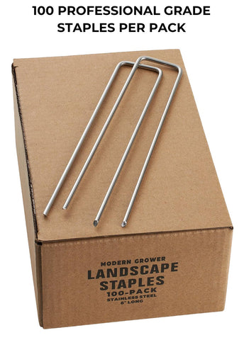 Modern Grower 100-pack landscape staples, ideal for large projects and bulk garden installs.
