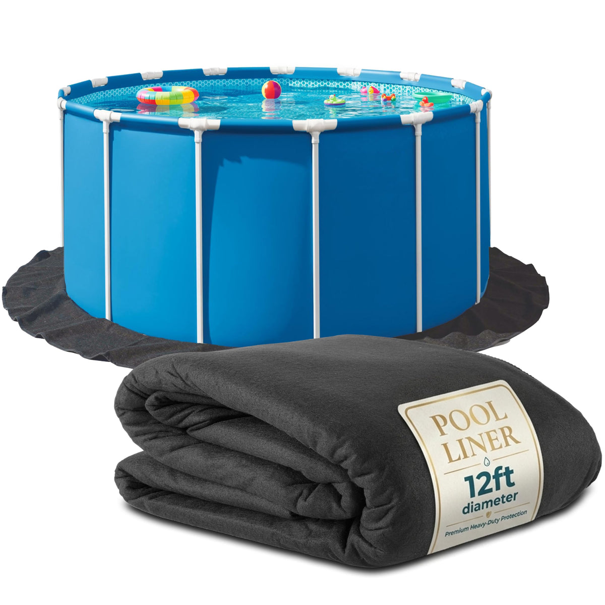 Modern Innovations 12ft round pool liner pad protecting surface from punctures and debris