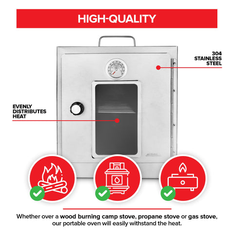 Modern Innovations portable camping oven interior cooking space suitable for multiple dishes