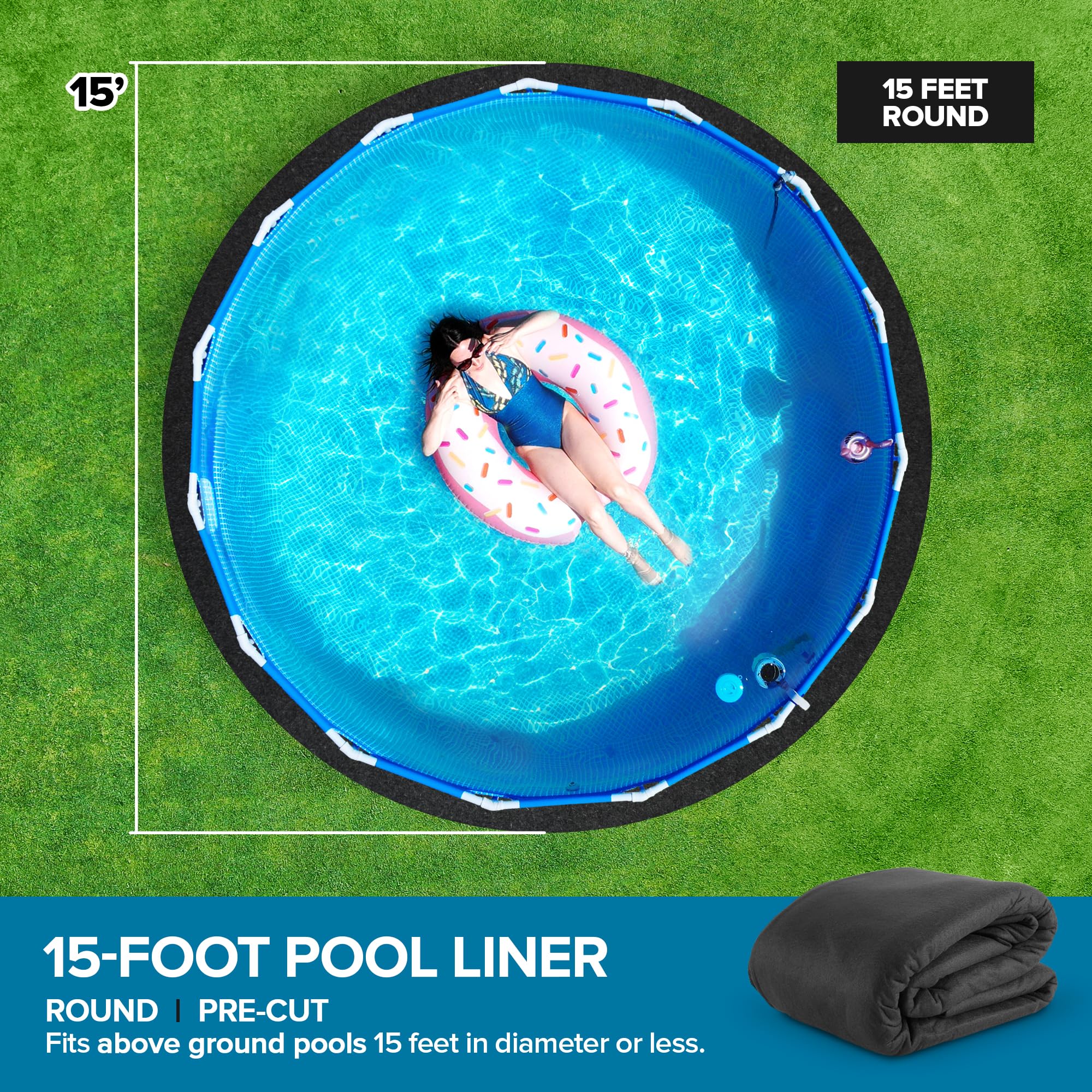 Modern Innovations pre-cut pool mat enables easy installation under round pools