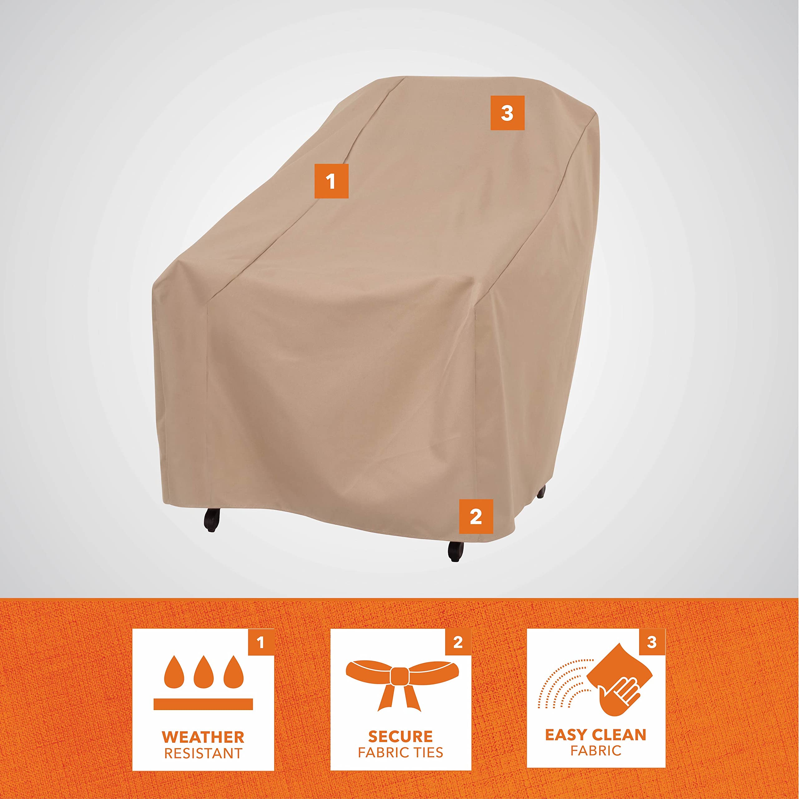 Modern Leisure Basics chair cover uses water-repellent fabric to keep chairs dry.