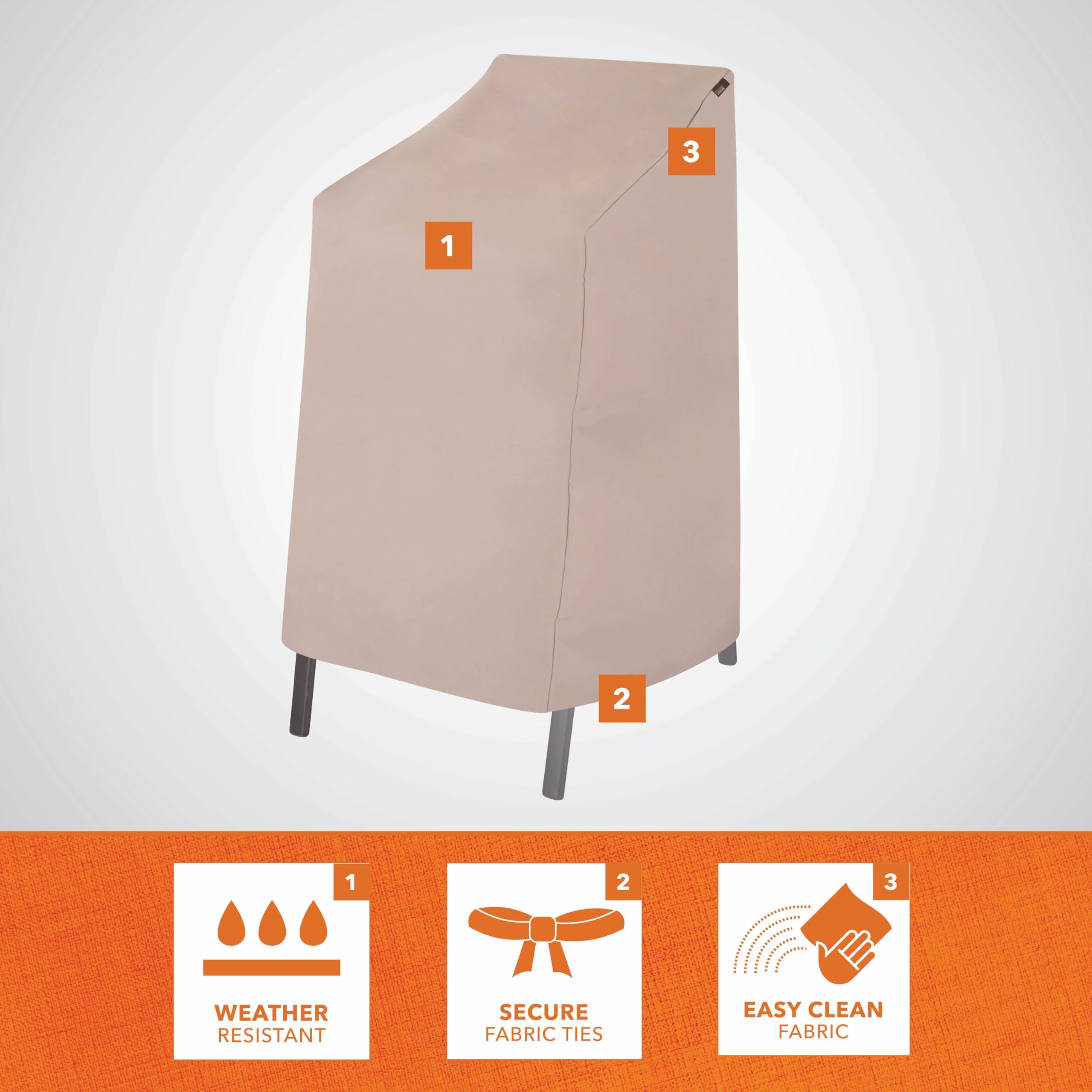 MODERN LEISURE Chalet Bar Chair Cover beige, close-up fabric, durable texture for outdoor use.