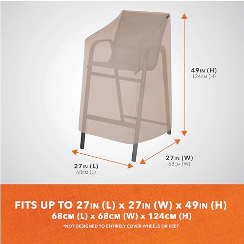 MODERN LEISURE Chalet Bar Chair Cover beige, side view, fits snugly to resist wind.