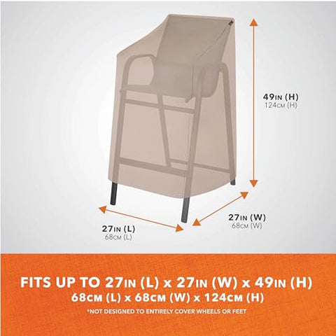 MODERN LEISURE Chalet Bar Chair Cover beige, side view, fits snugly to resist wind.