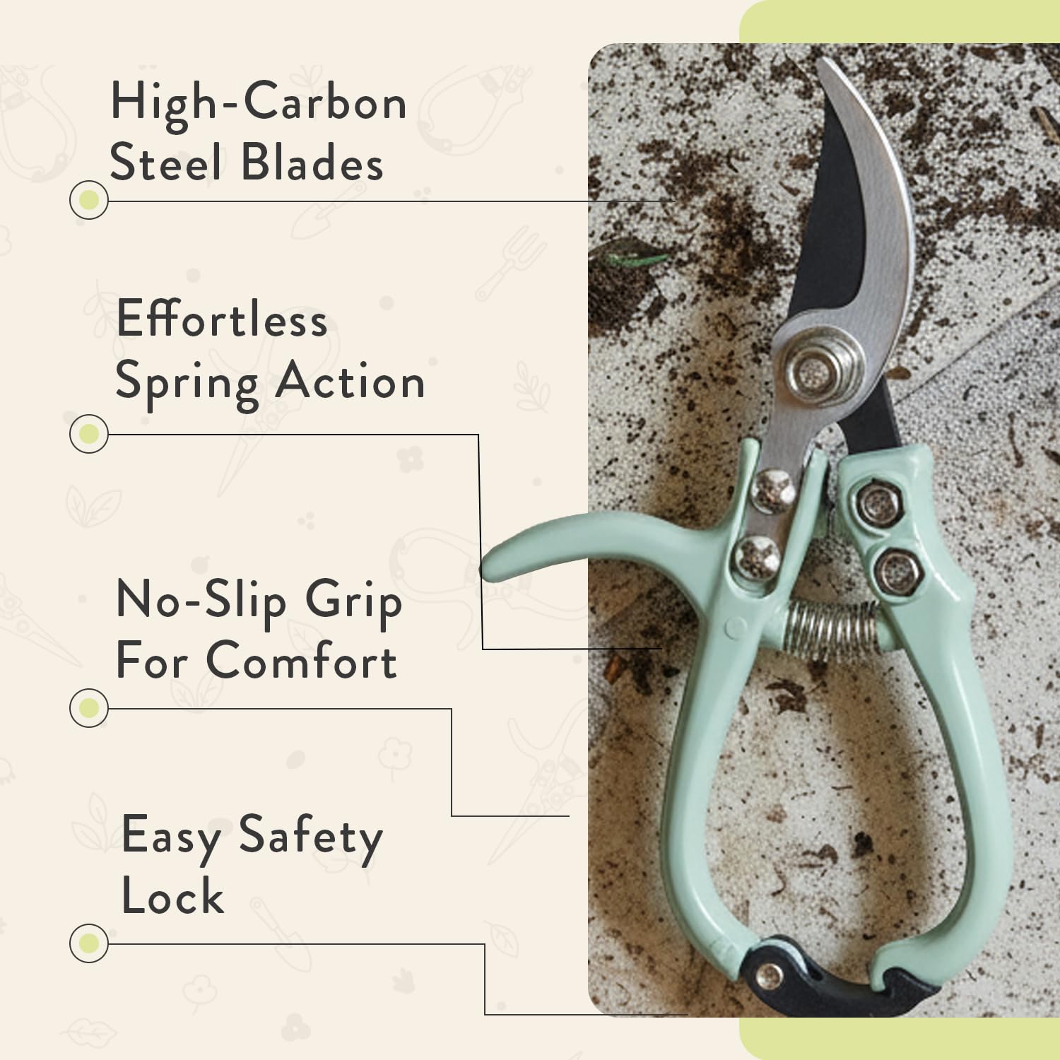 Modern Sprout Hand Pruner rust-resistance feature preserves tool longevity through outdoor use