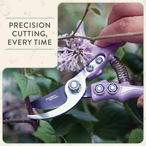 Modern Sprout high-carbon steel blades close-up for sharp, clean pruning.
