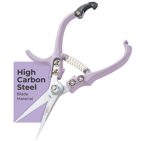Modern Sprout Pruning Shears lavender, closed for safe storage and easy handling.