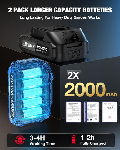 Modofo dual 2000mAh batteries extend pruning sessions
