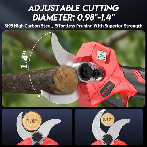 MODOFO electric pruning shears brushless motor enhances power for tough pruning tasks