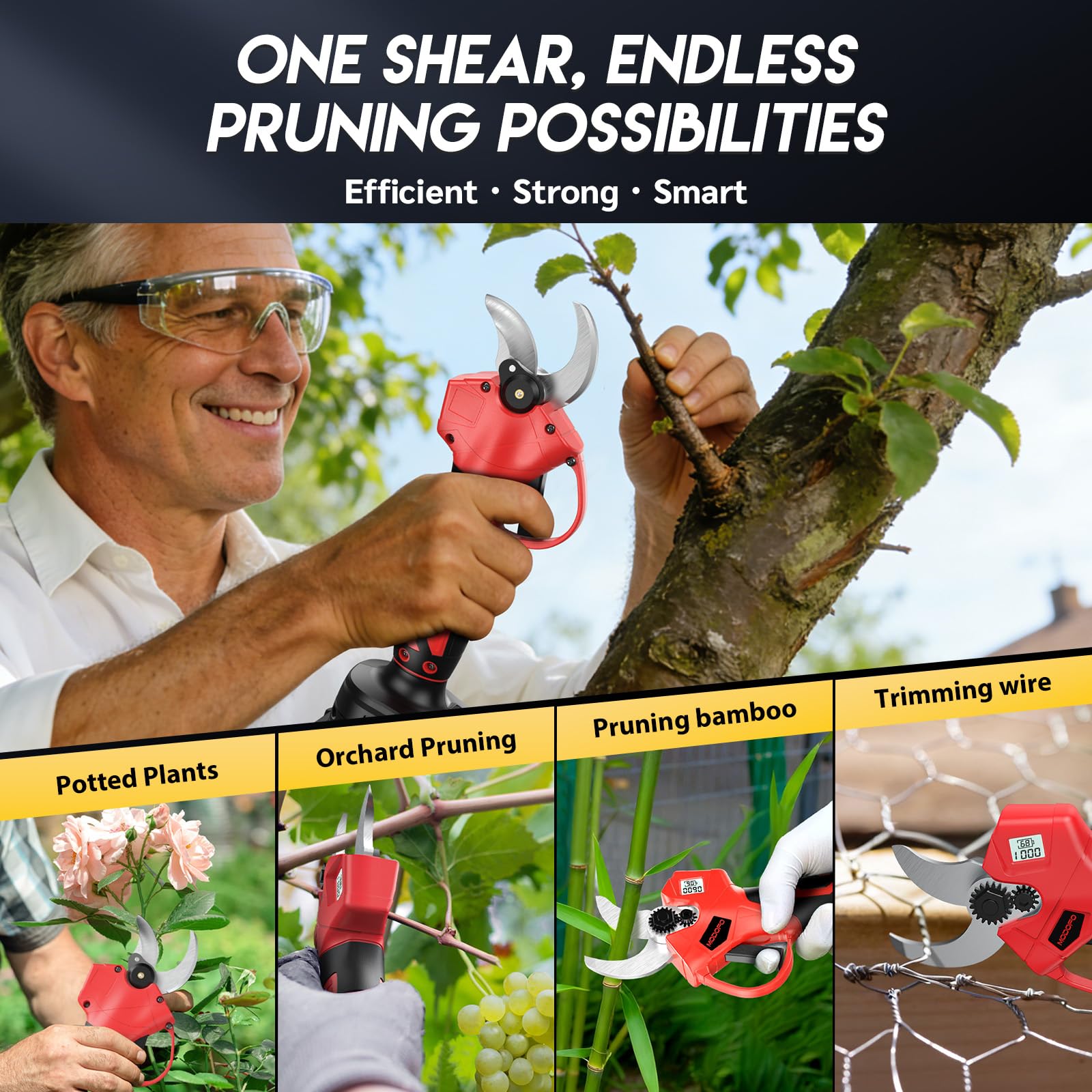 MODOFO electric pruning shears kit contents showcase tools and storage case included