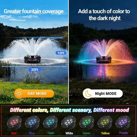 Modoo fountain includes a 100-foot cord for flexible placement in the lake.