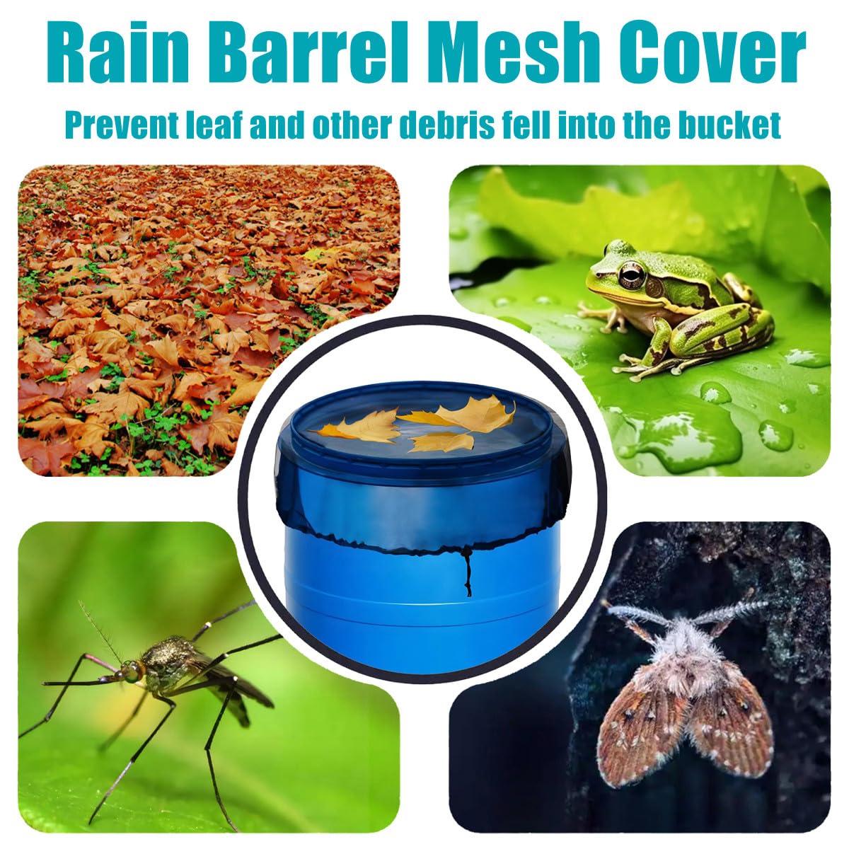 MODOSON mesh cover on barrel shows adjustable drawstring securing against wind