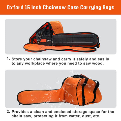 MOEBULB chainsaw bag with shoulder straps for easy carrying.