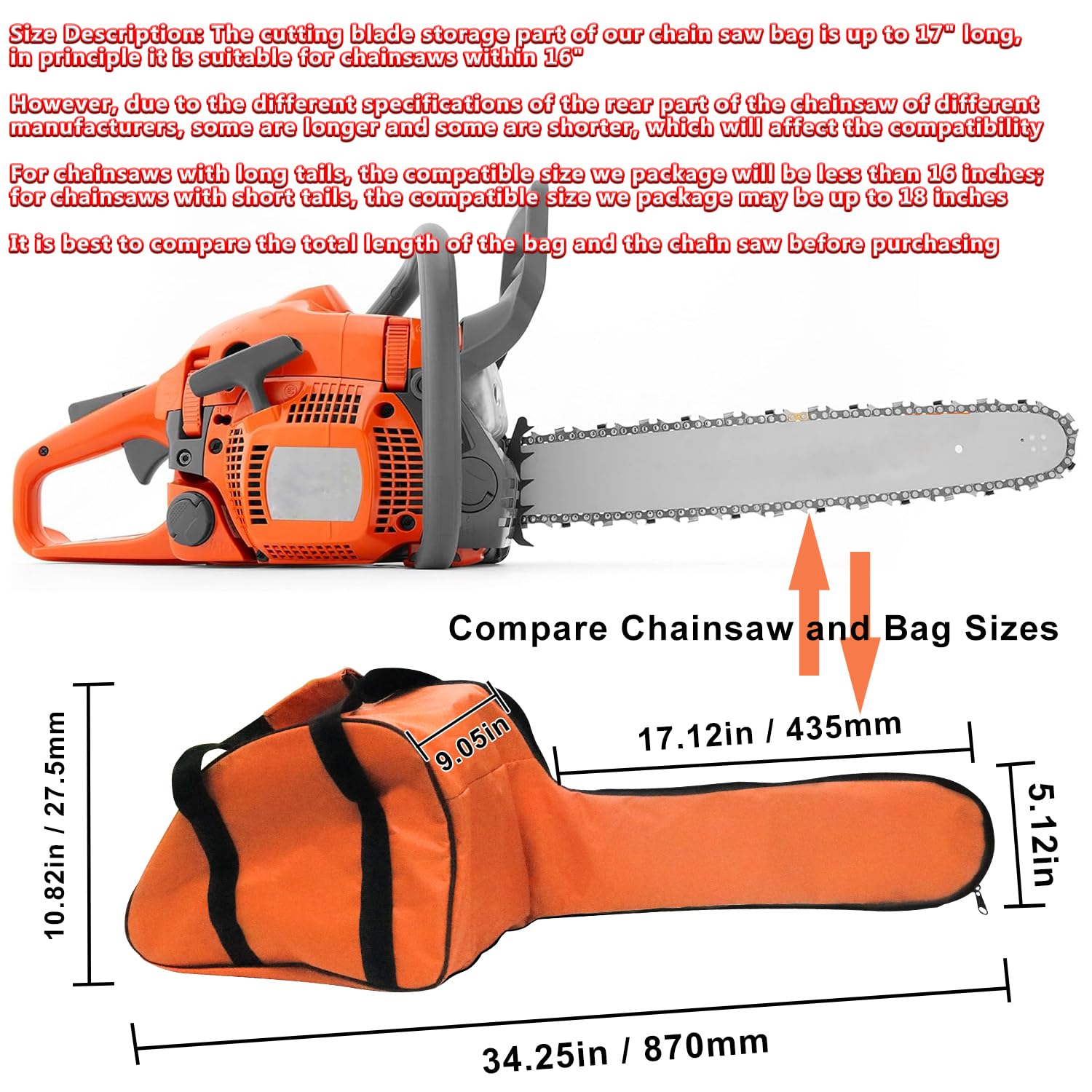 MOEBULB full-length zipper provides quick access to your chainsaw.