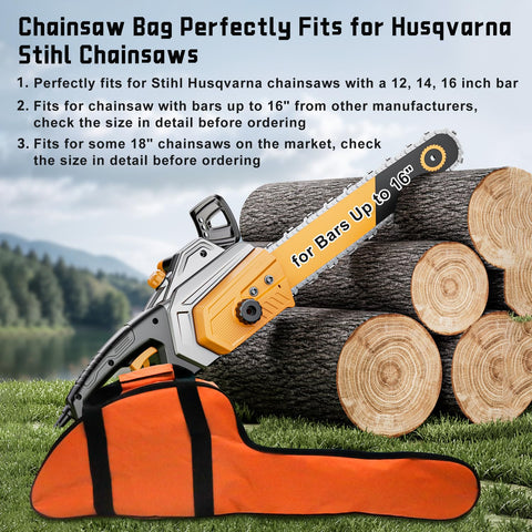 MOEBULB waterproof Oxford bag protects chainsaw from rain and dust.